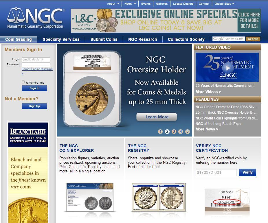 NGC鑑定済みコインの確認方法: コイン インフォメーション