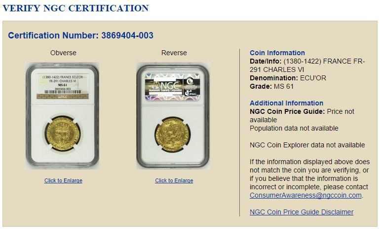 NGC鑑定済みコインの確認方法: コイン インフォメーション